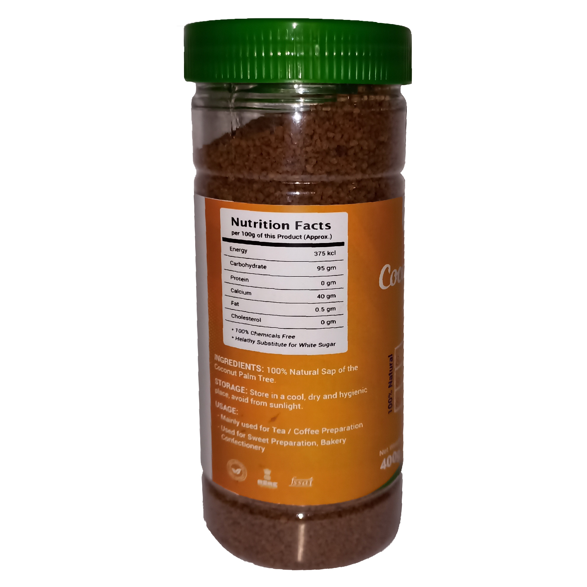 LAKS Coconut Sugar, Natural Sweetener, 400g Jar